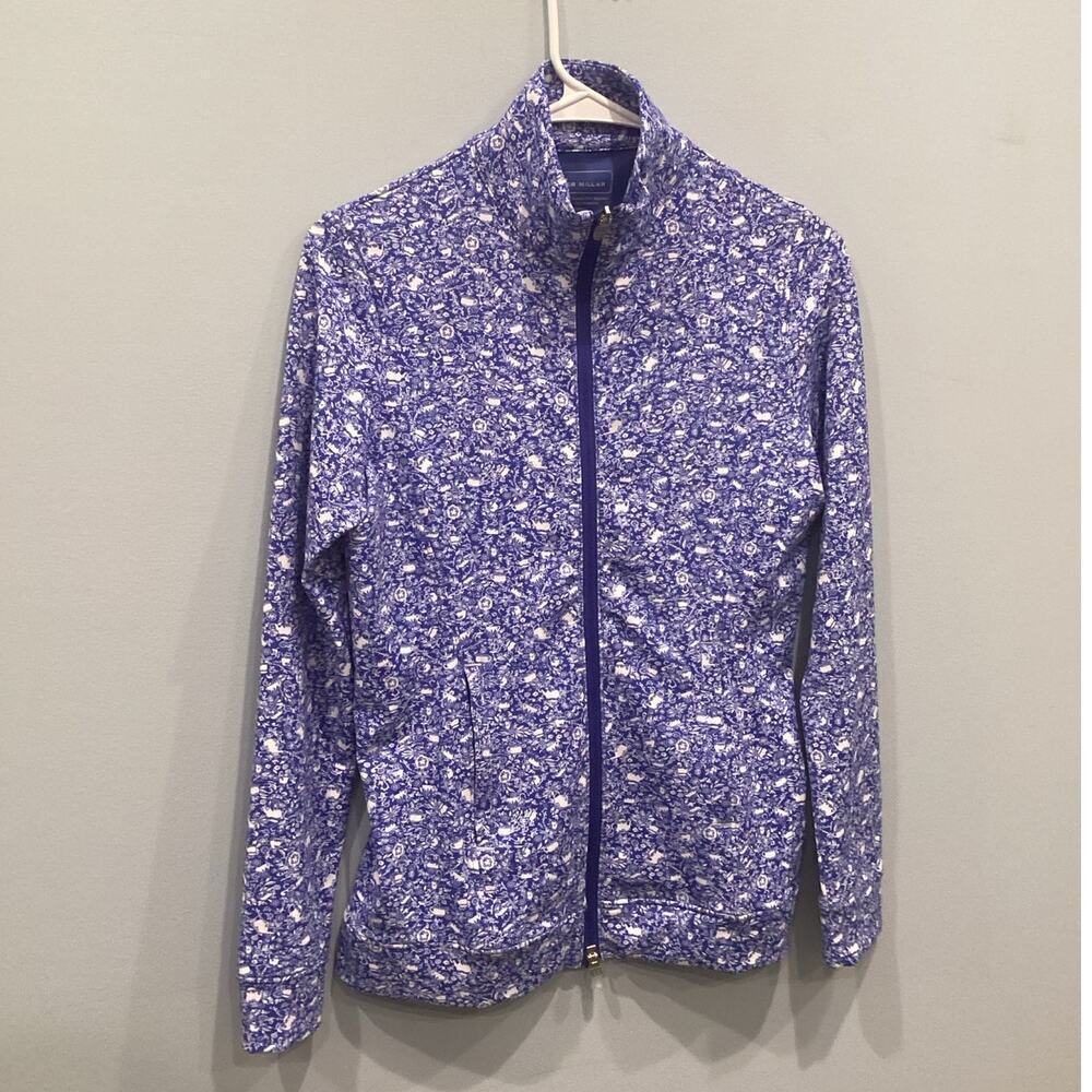 Peter Millar Womens Zip Up Jacket Size XS SPF 50 Blue Golf Athleisure Tea Preppy